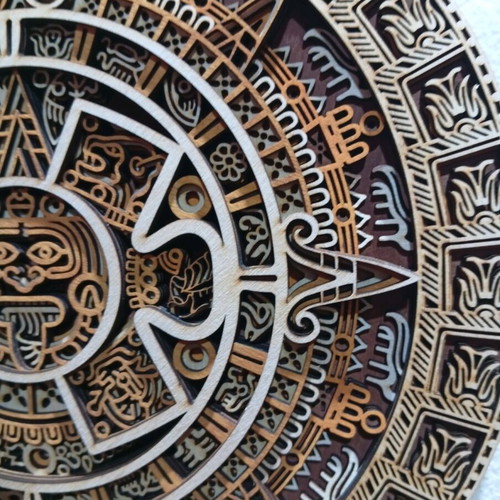 Multilayer Aztec Sun Calendar CNC Laser cut new