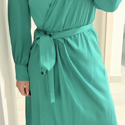 Mix & Match satin tunic dress emerald green like new