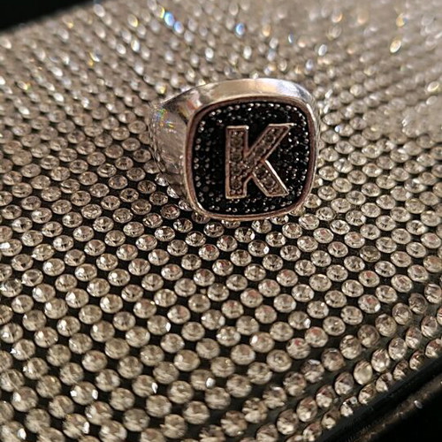 Sevalier ring new 750 K gold-plated with letter K monogram