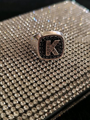 Sevalier ring new 750 K gold-plated with letter K monogram