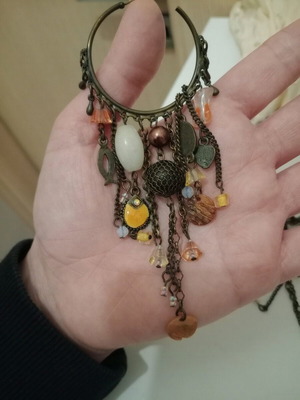 Earrings like new, brown and orange
