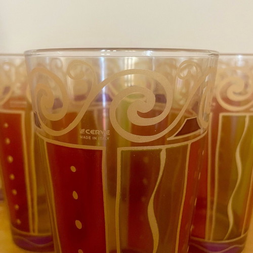 CERVE water glasses set of 6 vintage, new, hand decorated