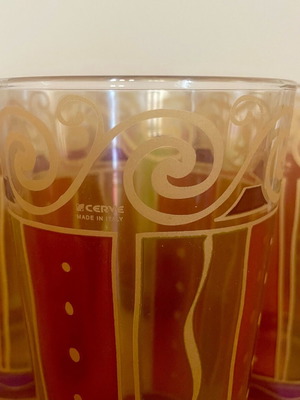 CERVE water glasses set of 6 vintage, new, hand decorated
