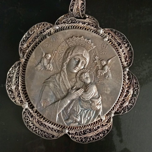 Religious amulets used, set of 2, iron and metal
