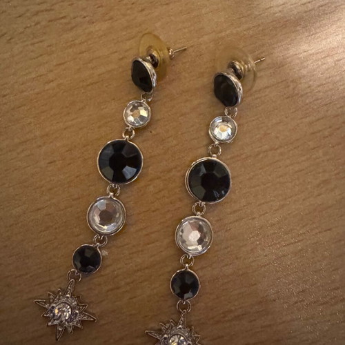 Long evening earrings like new, black