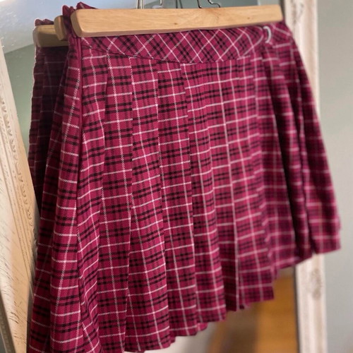 Bershka mini checkered skirt in pink, size XS, like new