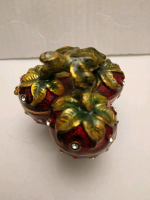 Three cloisonné apples used with enamel and zircon stones