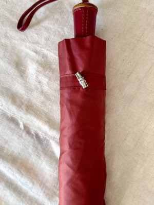Vintage Longchamp Pierre Vaux folding umbrella, like new, red