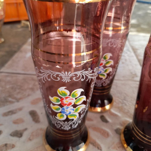 Collectible water pitcher set with 3 glasses, antique, like new