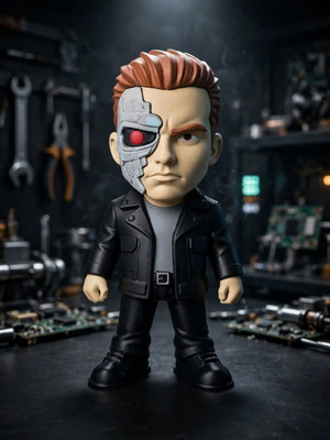 Terminator T-800 chibi φιγούρα cyborg με δερμάτινο μπουφάν