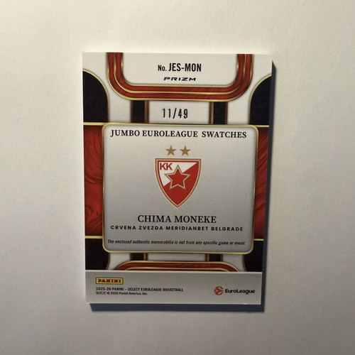 Chima Moneke 2025-26 Panini Select EuroLeague Basketball Card new