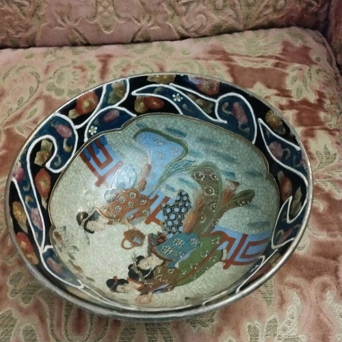 Royal Satsuma hand painted deep bowl used, gilded