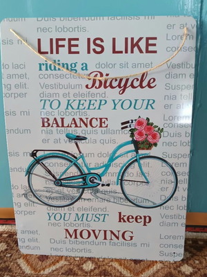 Decorative wall art print used, bicycle design