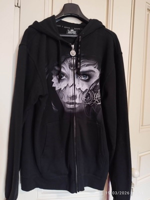 Sullen Art Collective hoodie black with print and hood, new size M