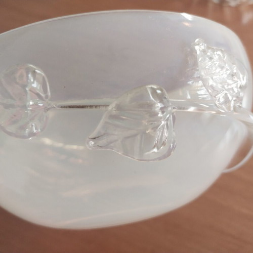 Vintage Matte Glass Bowl with Relief Roses and Leaves like new