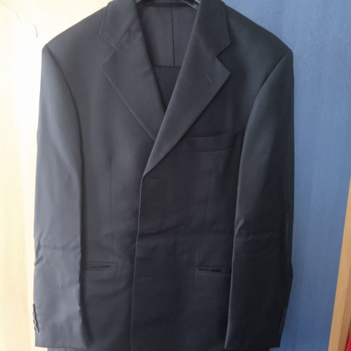 Men's suit used, dark blue, summer fabric, size 48