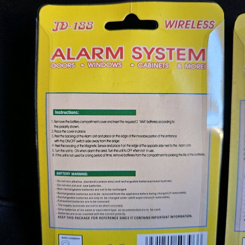 Alarm systems for doors, windows and balcony doors, new, pack of 2