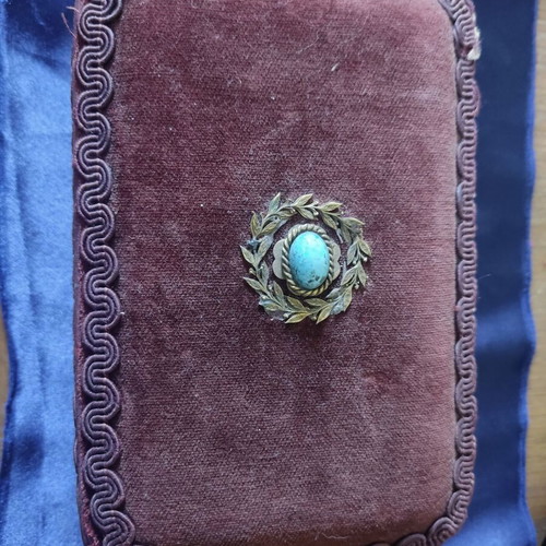 French velvet sewing and grooming tool box used, circa 1880