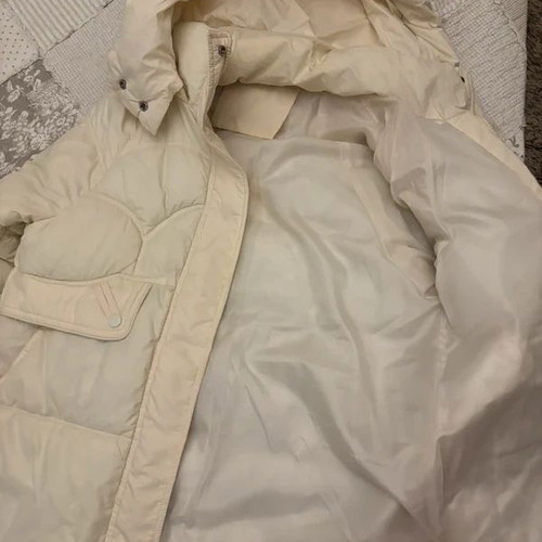Shein women's jacket used, white and beige, hood with zipper