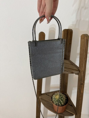 90s Silver Shimmer Square Mini Bag Like New