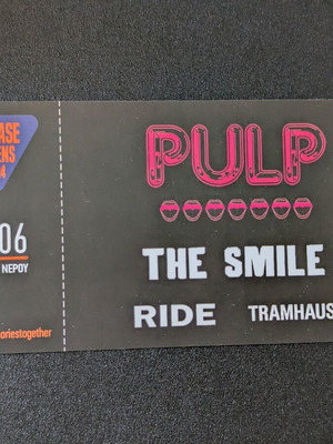 Pulp & The Smile Release Festival souvenir ticket like new