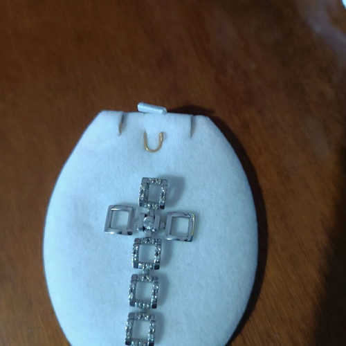 White gold cross 14 carats with zircon stones new