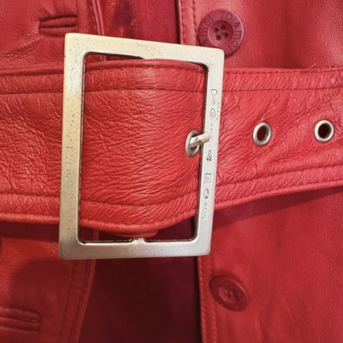Toi & Moi Vintage Leather Trench Coat used, red, size S