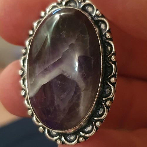 Silver Plated Pendant Necklace with Amethyst Semi-Precious Stone new