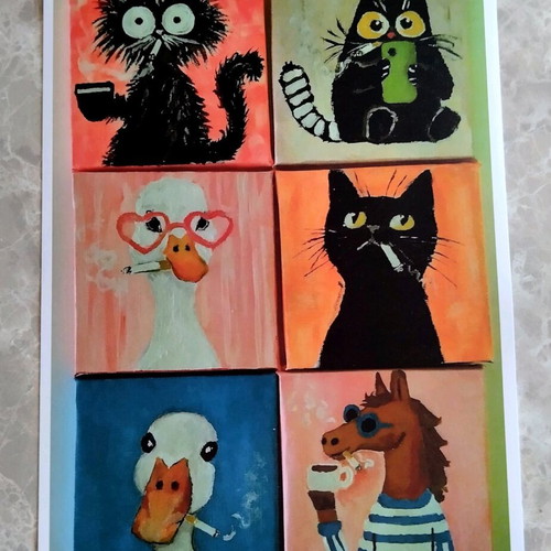 Bad Habits Animals Smoking Collection A4 Art Print new