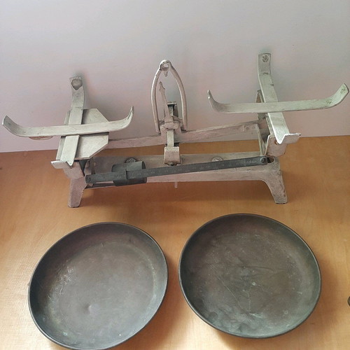 Antique scale with bronze pans used