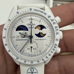 Swatch Omega Mission to Earthphase Moonshine Gold watch, white