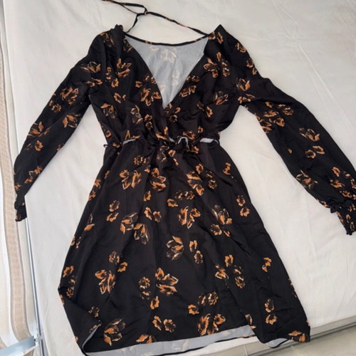 Floral dress like new, black with orange -  13,00 - Vendora.cy