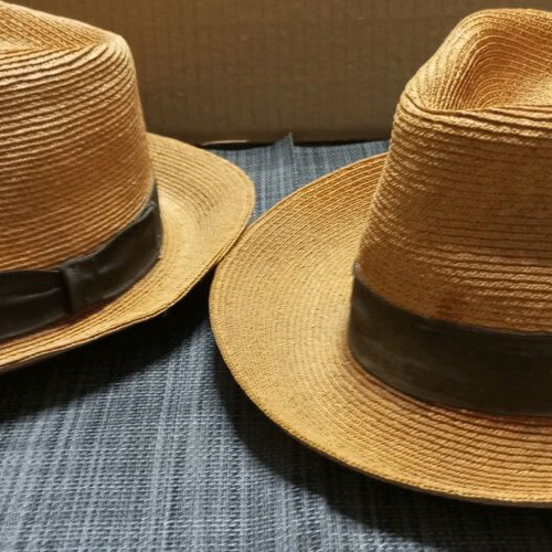 Straw hats "Kavourakia" used, set of 2, 1970s