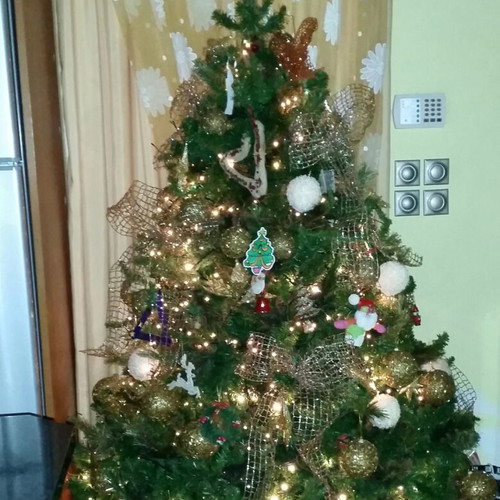 Christmas tree used, 1.65 m tall, with real pine cones