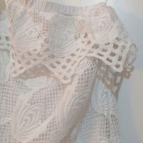Anel One Shoulder Dress with Lace White Cotton Like New Size L
