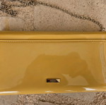 Aldo yellow vinyl clutch bag used with gold trim