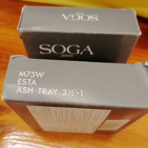 Vintage Soga Glass Japan Ashtrays M75W ESTA, new in box, set of 2