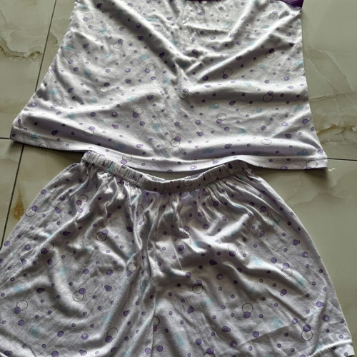 Pajama set, white and purple