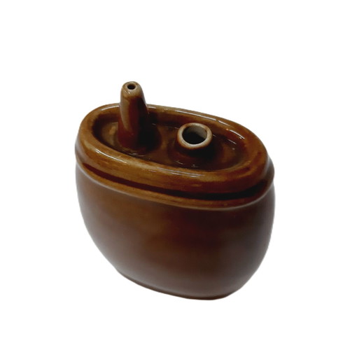 Vintage Bulgarian folk glazed ceramic flask like new, 17 cm