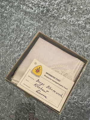 Belgian lace new, handmade from linen fabric