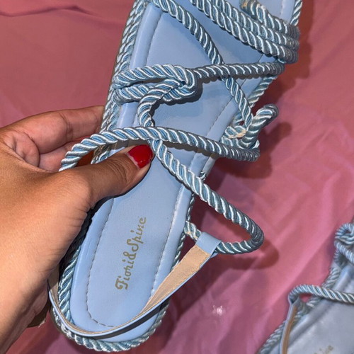 Rope Sandals like new, size 40, blue flat design