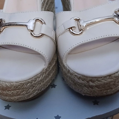 Melissa platform sandals with gold decorative buckle, size 39