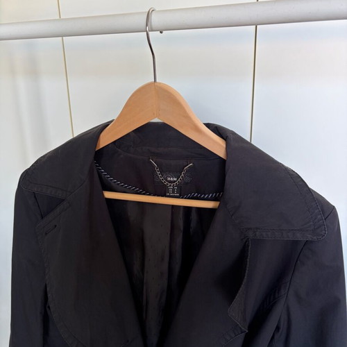 H&M Black Trench Coat used, size 36 Small