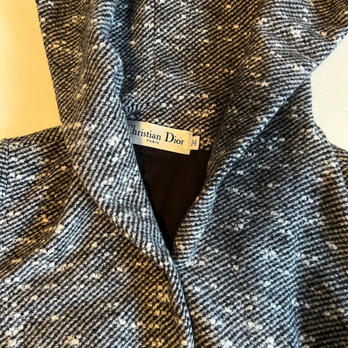 Christian Dior Tweed Coat Shirt Hooded Belt Melange like new