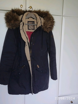 Biston women's jacket used, blue, large with hood and fur