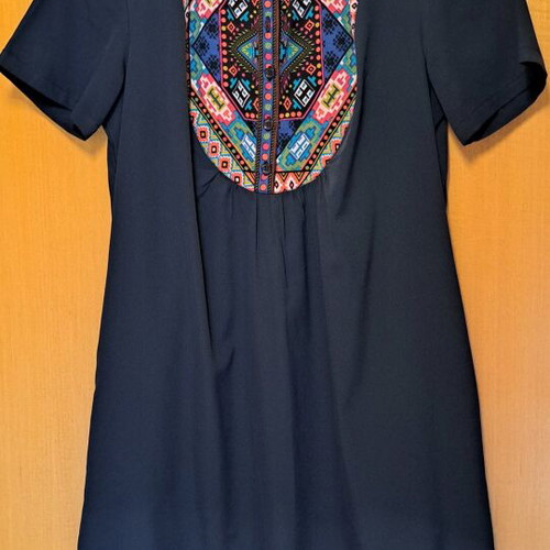 Summer dress like new with tribal patterns, blue multicolor