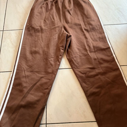 Adidas tracksuit pants, brown and white, size S-M