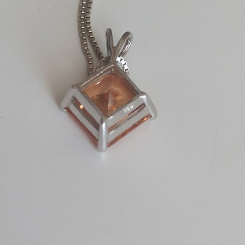 Silver 925 Necklace with Orange Citrine Pendant like new