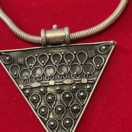 Silver 925 necklace with thick snake chain and large pendant used