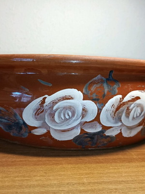 Γάστρα πήλινη μεταχειρισμένη με φθορά 35x35cm, ύψος 11,5cm